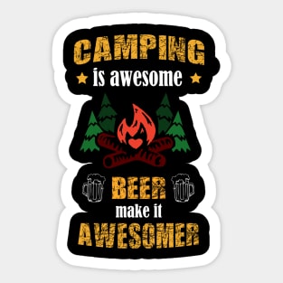 Camping and beer. Sticker